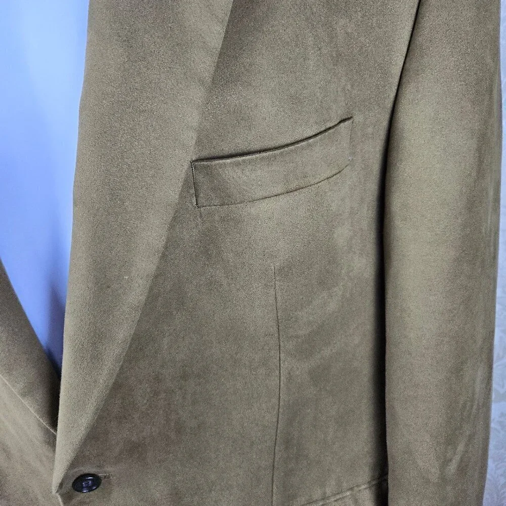 Lauren Ralph Lauren Size 46L Tan Faux Suede Sport Jacket Blazer 2 Button Closure